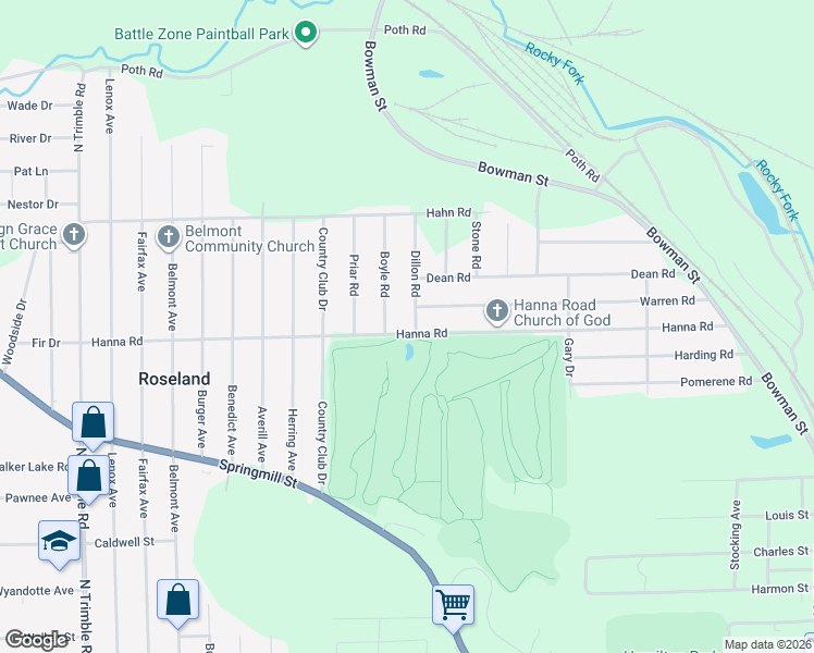 map of restaurants, bars, coffee shops, grocery stores, and more near 1153 Dillon Road in Mansfield