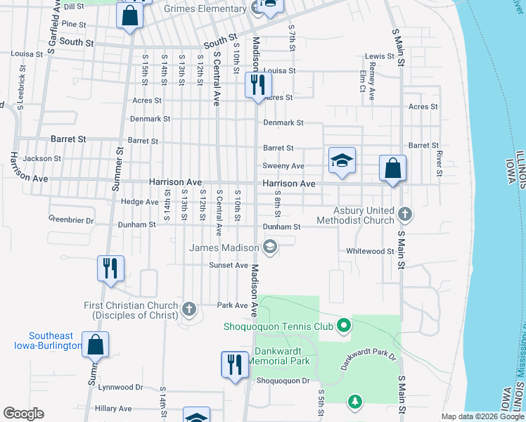 map of restaurants, bars, coffee shops, grocery stores, and more near 825 Hedge Avenue in Burlington