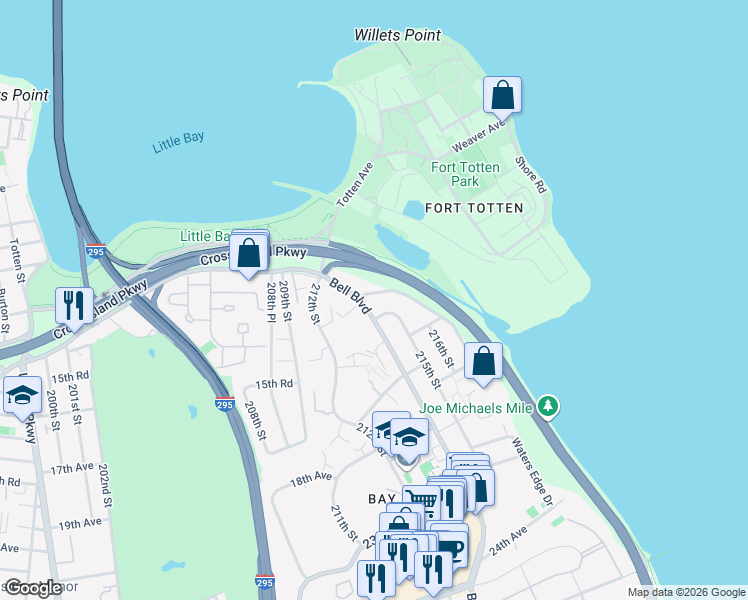 map of restaurants, bars, coffee shops, grocery stores, and more near in Queens