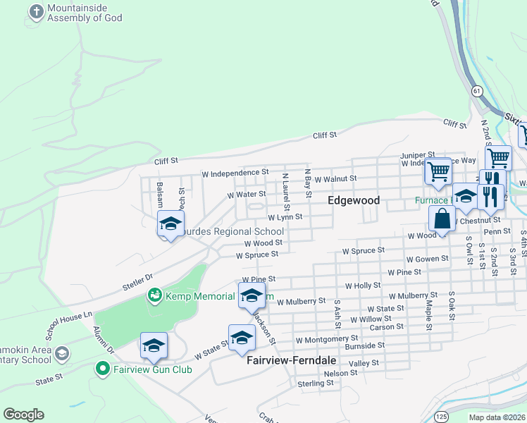 map of restaurants, bars, coffee shops, grocery stores, and more near 7 Oak Gardens in Edgewood