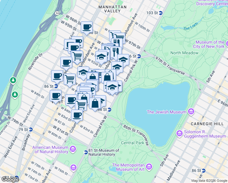 map of restaurants, bars, coffee shops, grocery stores, and more near in New York