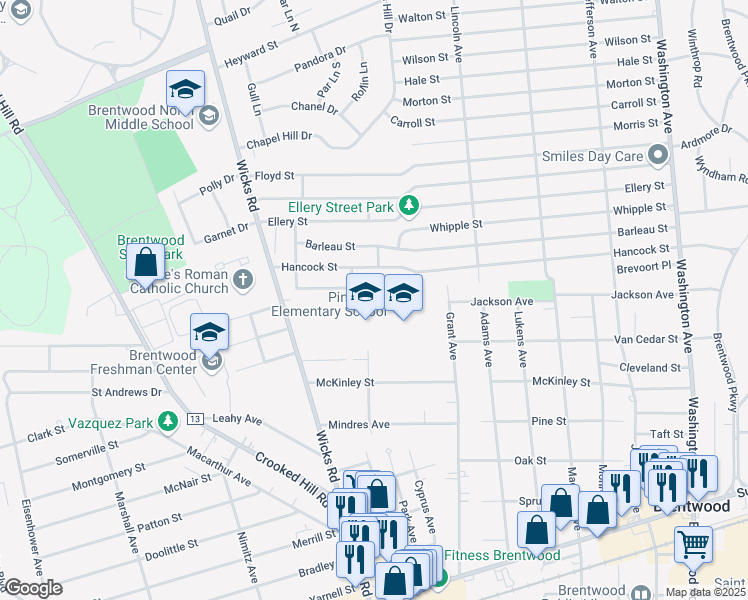 map of restaurants, bars, coffee shops, grocery stores, and more near 1 Mur Place in Brentwood