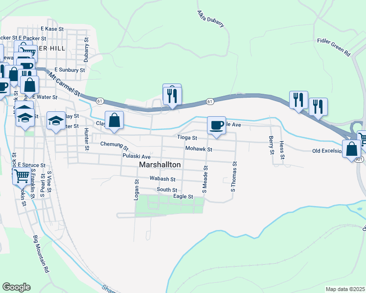 map of restaurants, bars, coffee shops, grocery stores, and more near 38 North Sheridan Street in Marshallton
