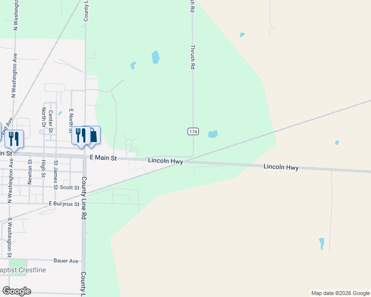 map of restaurants, bars, coffee shops, grocery stores, and more near 1260 Thrush Road in Crestline