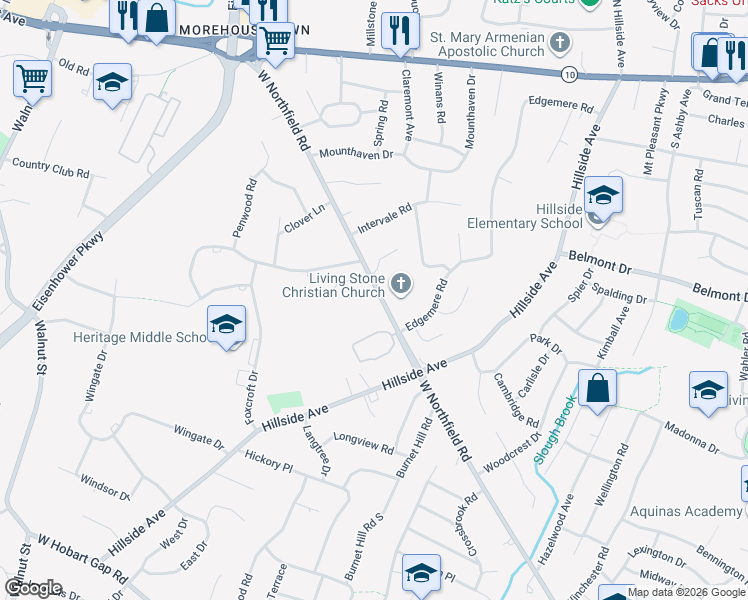 map of restaurants, bars, coffee shops, grocery stores, and more near 273 West Northfield Road in Livingston