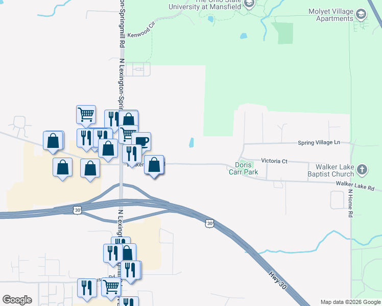 map of restaurants, bars, coffee shops, grocery stores, and more near 1912-1980 Walker Lake Road in Ontario