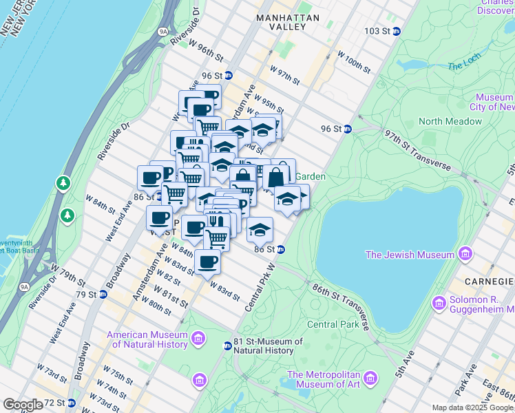 map of restaurants, bars, coffee shops, grocery stores, and more near in New York