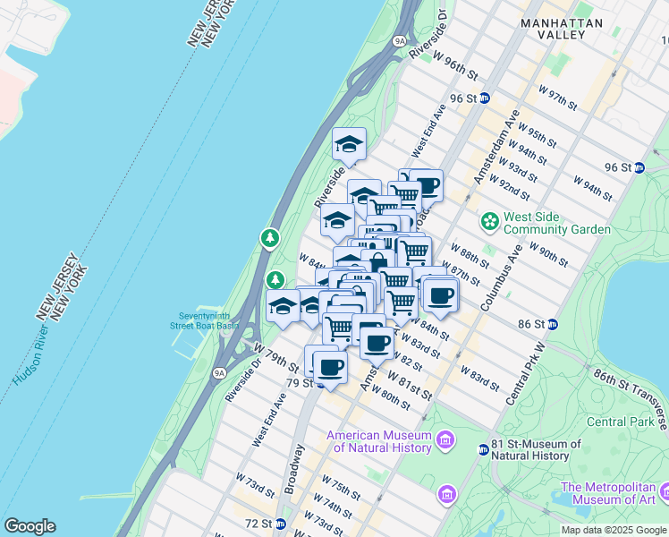map of restaurants, bars, coffee shops, grocery stores, and more near 330 Edgar Allen Poe Street in New York