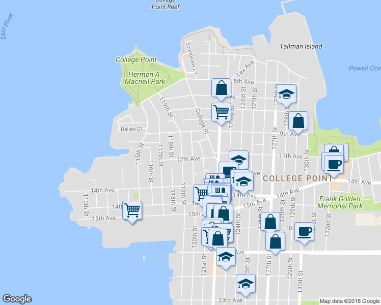 map of restaurants, bars, coffee shops, grocery stores, and more near 946 120th Street in Queens
