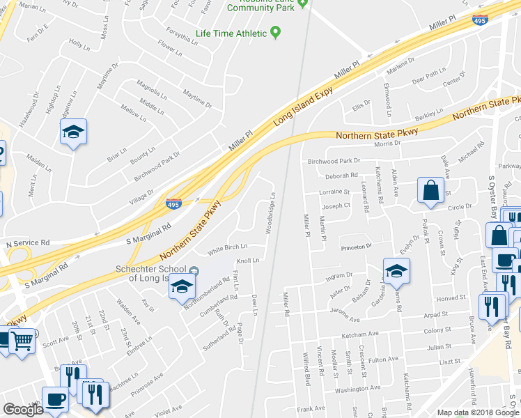 map of restaurants, bars, coffee shops, grocery stores, and more near 722 Carlisle Road in Jericho
