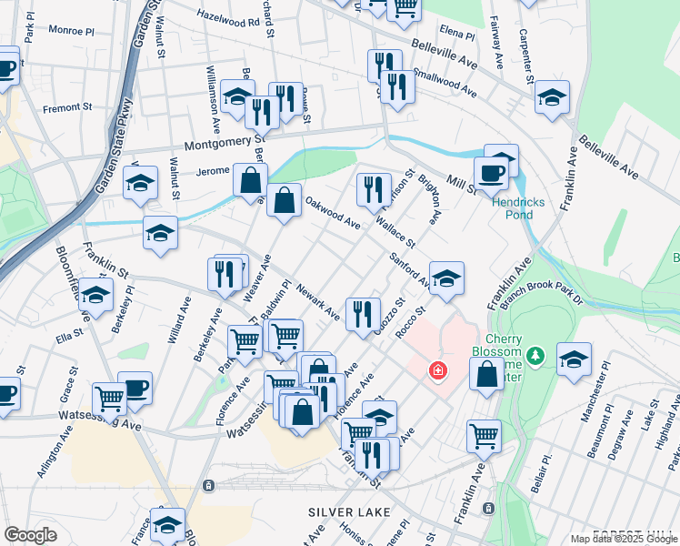 map of restaurants, bars, coffee shops, grocery stores, and more near 183 Harrison Street in Belleville