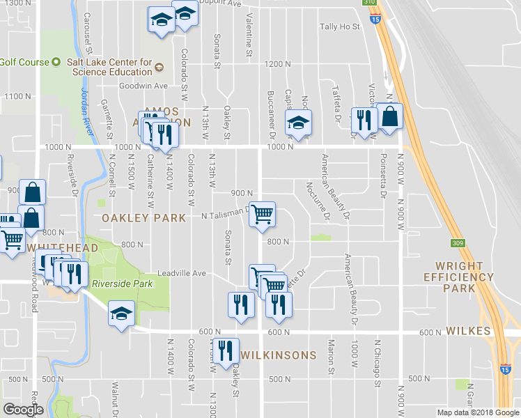 map of restaurants, bars, coffee shops, grocery stores, and more near 1406 West Talisman Drive in Salt Lake City