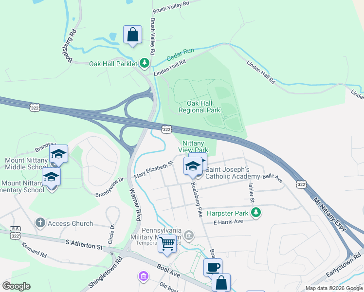 map of restaurants, bars, coffee shops, grocery stores, and more near 1110 Boalsburg Pike in Boalsburg