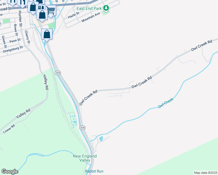 map of restaurants, bars, coffee shops, grocery stores, and more near 125 Owl Creek Road in Tamaqua