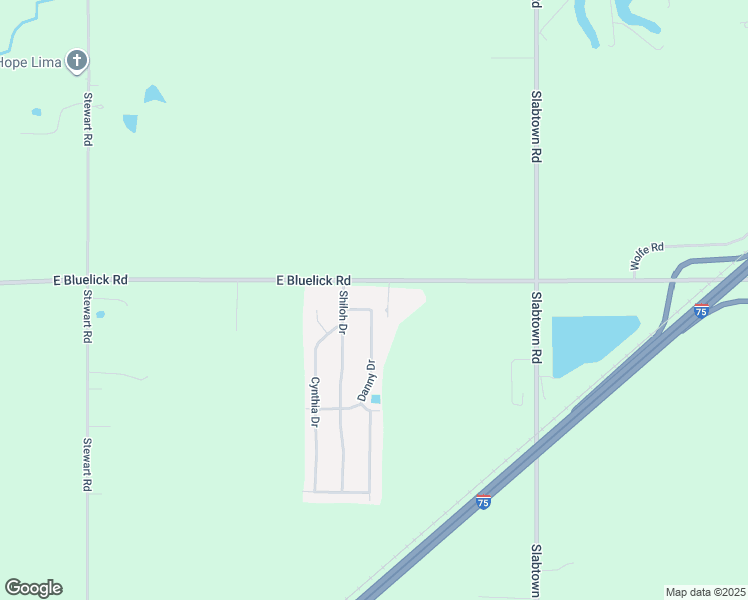 map of restaurants, bars, coffee shops, grocery stores, and more near 3433 Danny Drive in Lima