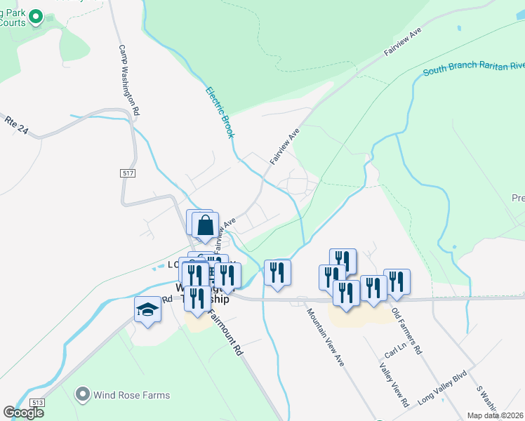 map of restaurants, bars, coffee shops, grocery stores, and more near Dairy Lane in Washington Township