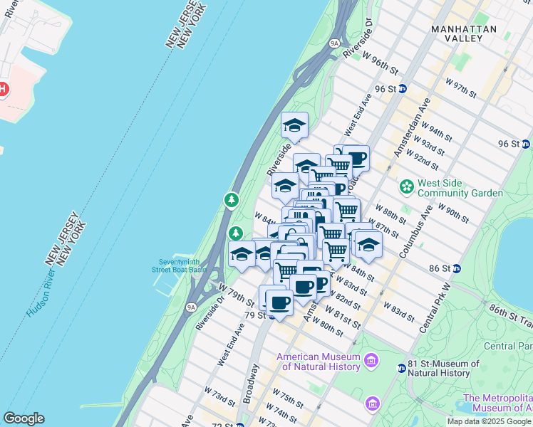 map of restaurants, bars, coffee shops, grocery stores, and more near 330 Edgar Allen Poe Street in New York