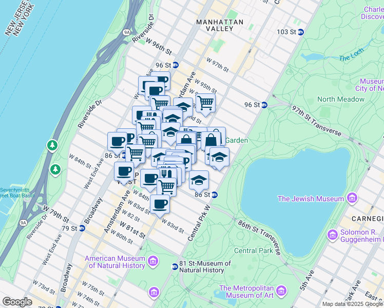 map of restaurants, bars, coffee shops, grocery stores, and more near in New York