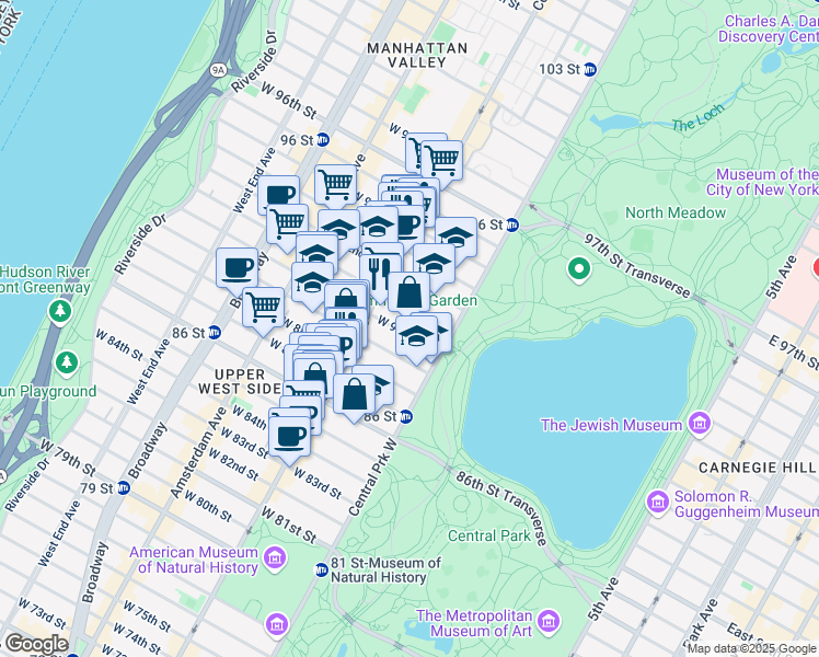 map of restaurants, bars, coffee shops, grocery stores, and more near in New York