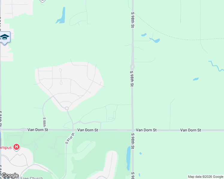 map of restaurants, bars, coffee shops, grocery stores, and more near 9700 Van Dorn Street in Lincoln