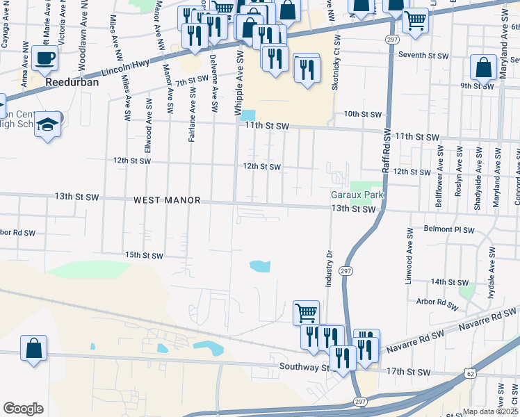 map of restaurants, bars, coffee shops, grocery stores, and more near in Canton