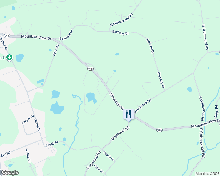 map of restaurants, bars, coffee shops, grocery stores, and more near 3712 Mountain View Drive in Danielsville