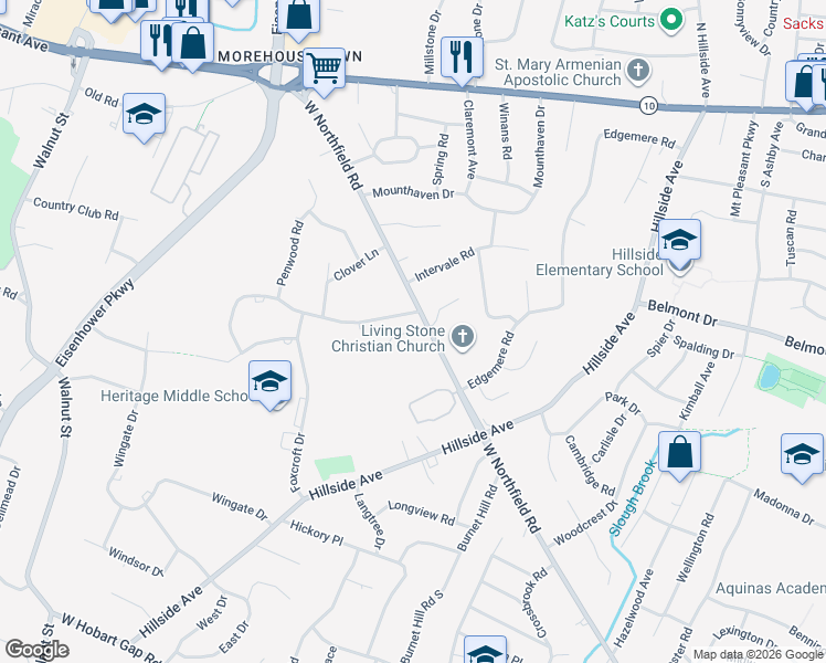 map of restaurants, bars, coffee shops, grocery stores, and more near 273 West Northfield Road in Livingston