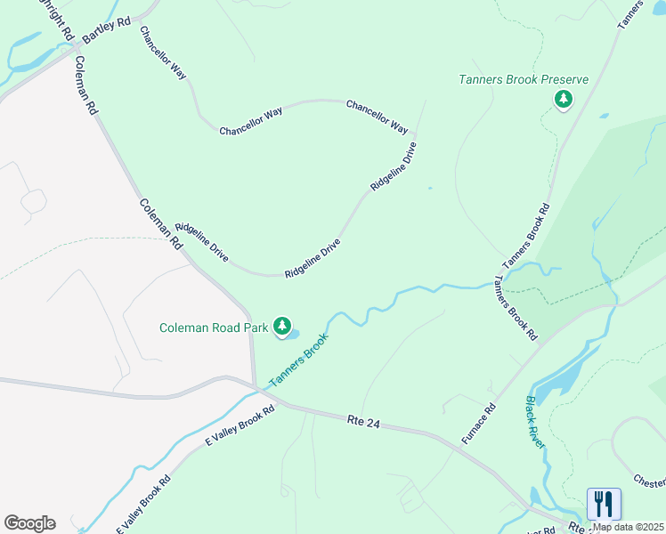 map of restaurants, bars, coffee shops, grocery stores, and more near 18 Ridgeline Drive in Washington Township