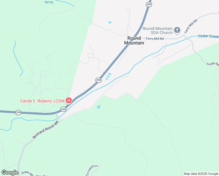 map of restaurants, bars, coffee shops, grocery stores, and more near in Round Mountain