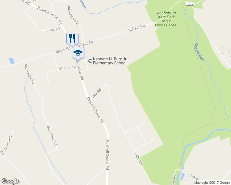 map of restaurants, bars, coffee shops, grocery stores, and more near 872 Lahr Road in Nazareth