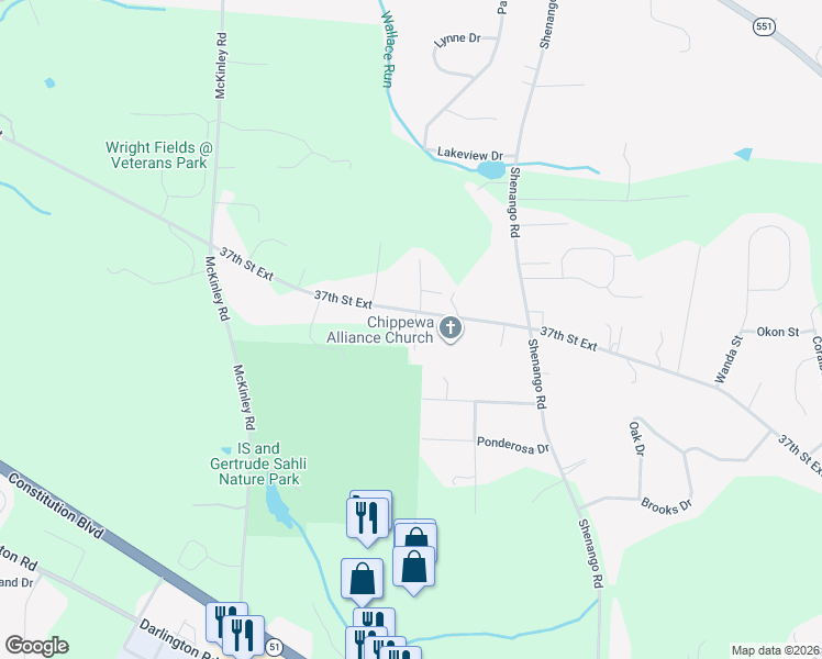 map of restaurants, bars, coffee shops, grocery stores, and more near 3702 37th Street Extension in Beaver Falls