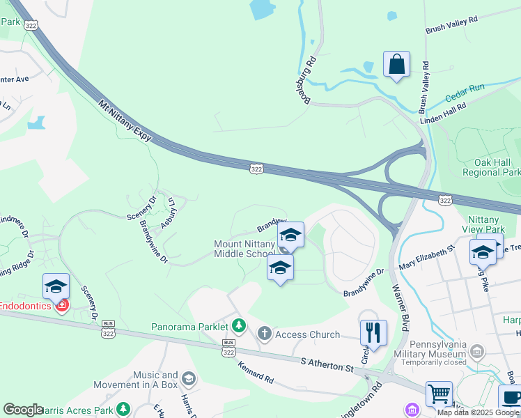 map of restaurants, bars, coffee shops, grocery stores, and more near 190 Sussex Drive in State College