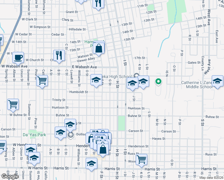 map of restaurants, bars, coffee shops, grocery stores, and more near Sonoma Street in Eureka