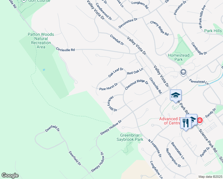 map of restaurants, bars, coffee shops, grocery stores, and more near 2400 Pine Hurst Drive in State College