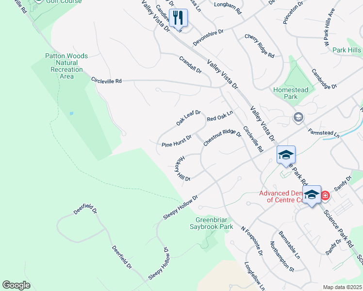 map of restaurants, bars, coffee shops, grocery stores, and more near 2400 Pine Hurst Drive in State College