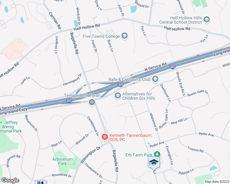 map of restaurants, bars, coffee shops, grocery stores, and more near 600 South Service Road in Dix Hills