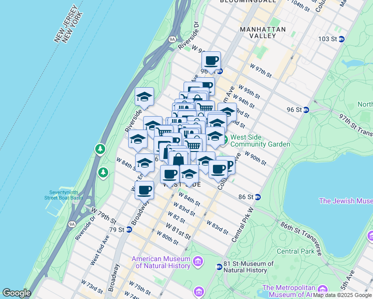 map of restaurants, bars, coffee shops, grocery stores, and more near in New York