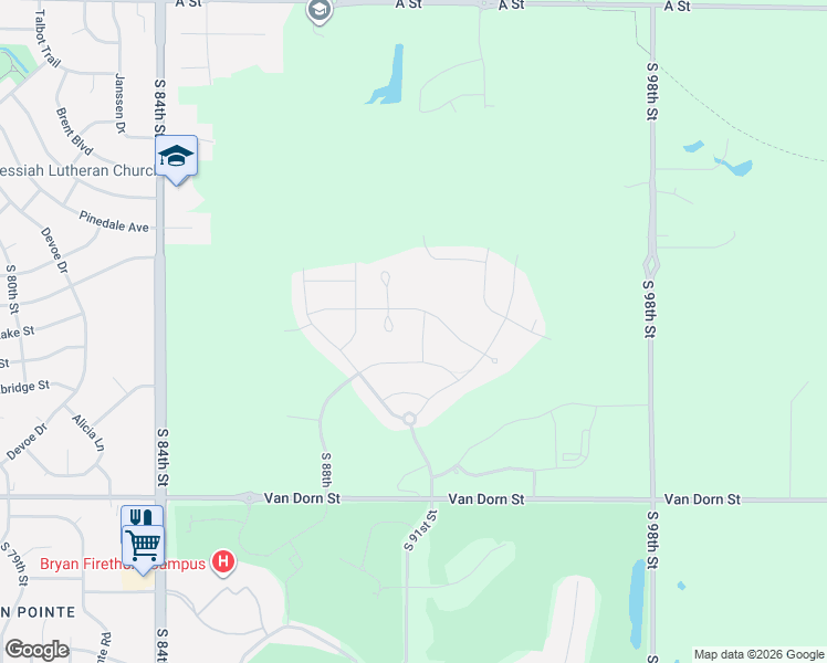 map of restaurants, bars, coffee shops, grocery stores, and more near 2321 South 91st Street in Lincoln
