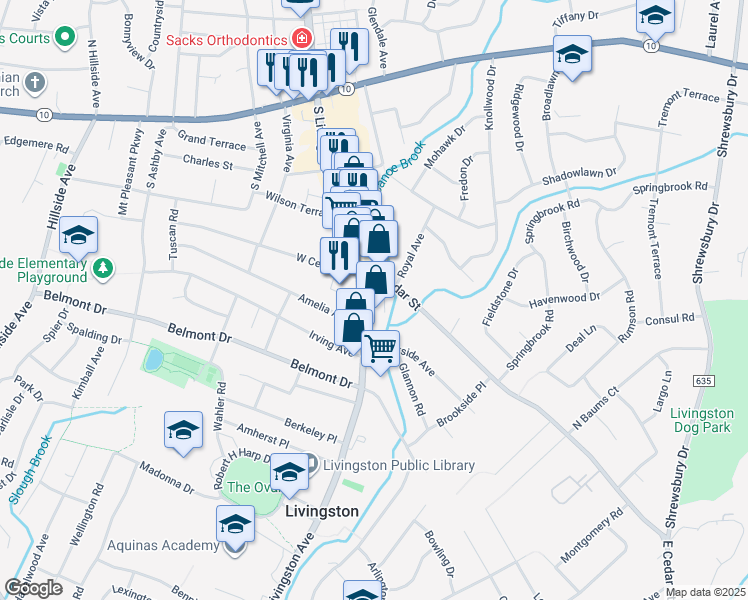 map of restaurants, bars, coffee shops, grocery stores, and more near in Livingston