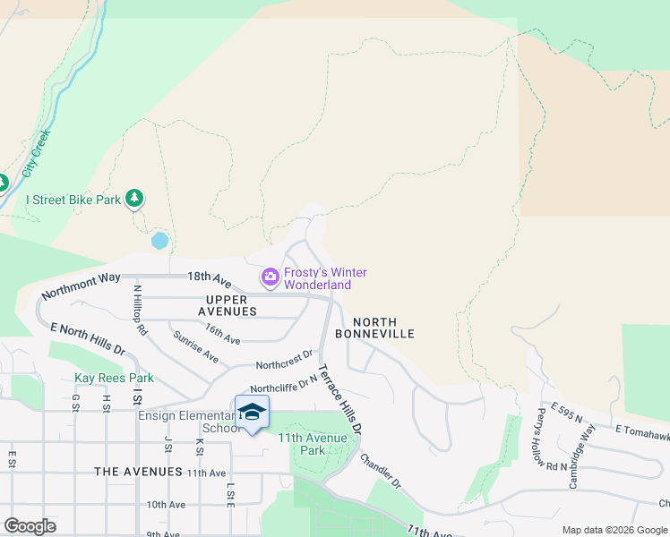 map of restaurants, bars, coffee shops, grocery stores, and more near 948 Terrace Hills Drive in Salt Lake City