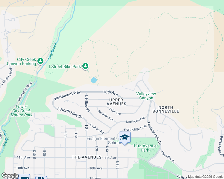 map of restaurants, bars, coffee shops, grocery stores, and more near 711 East 18th Avenue in Salt Lake City