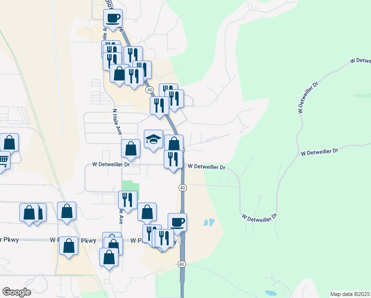 map of restaurants, bars, coffee shops, grocery stores, and more near 500-698 West Altorfer Lane in Peoria