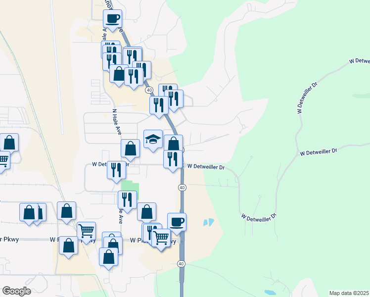 map of restaurants, bars, coffee shops, grocery stores, and more near 500-698 West Altorfer Lane in Peoria
