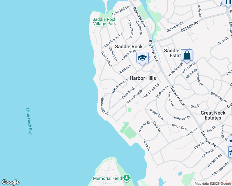 map of restaurants, bars, coffee shops, grocery stores, and more near 8 Rosemont Place in Great Neck