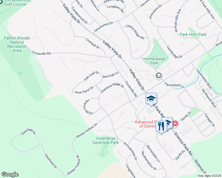 map of restaurants, bars, coffee shops, grocery stores, and more near 1293-1299 Chestnut Ridge Drive in State College