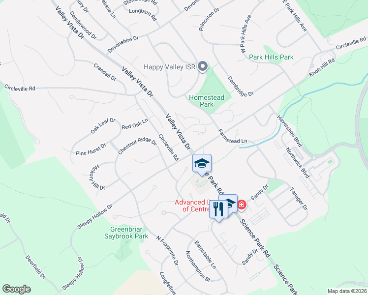 map of restaurants, bars, coffee shops, grocery stores, and more near 2103 Circleville Road in State College