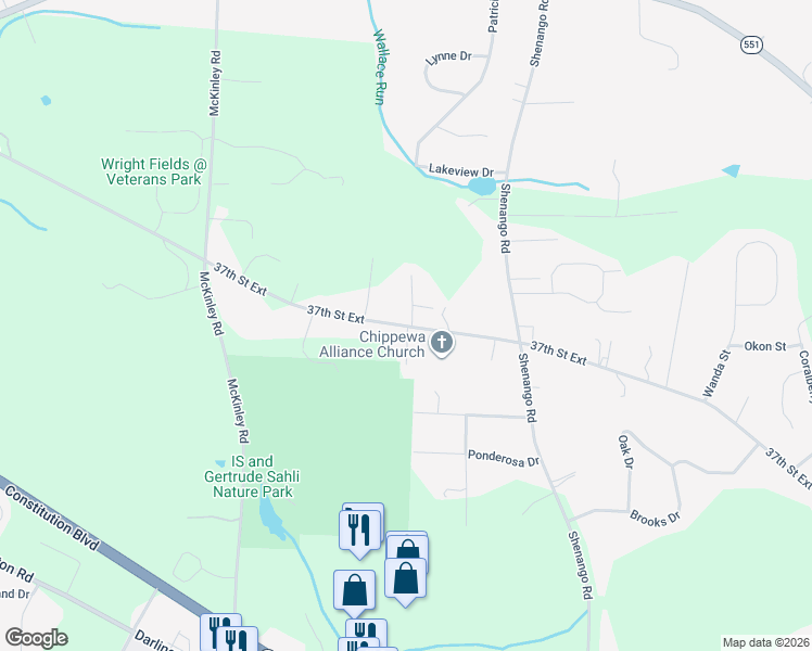 map of restaurants, bars, coffee shops, grocery stores, and more near 3702 37th Street Extension in Beaver Falls