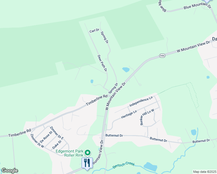 map of restaurants, bars, coffee shops, grocery stores, and more near 1306 Deer Path Drive in Walnutport