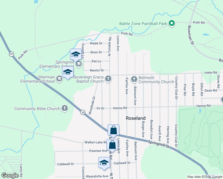 map of restaurants, bars, coffee shops, grocery stores, and more near 1101 South Trimble Road in Mansfield