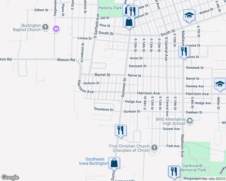map of restaurants, bars, coffee shops, grocery stores, and more near 1821 Whittier St in Burlington